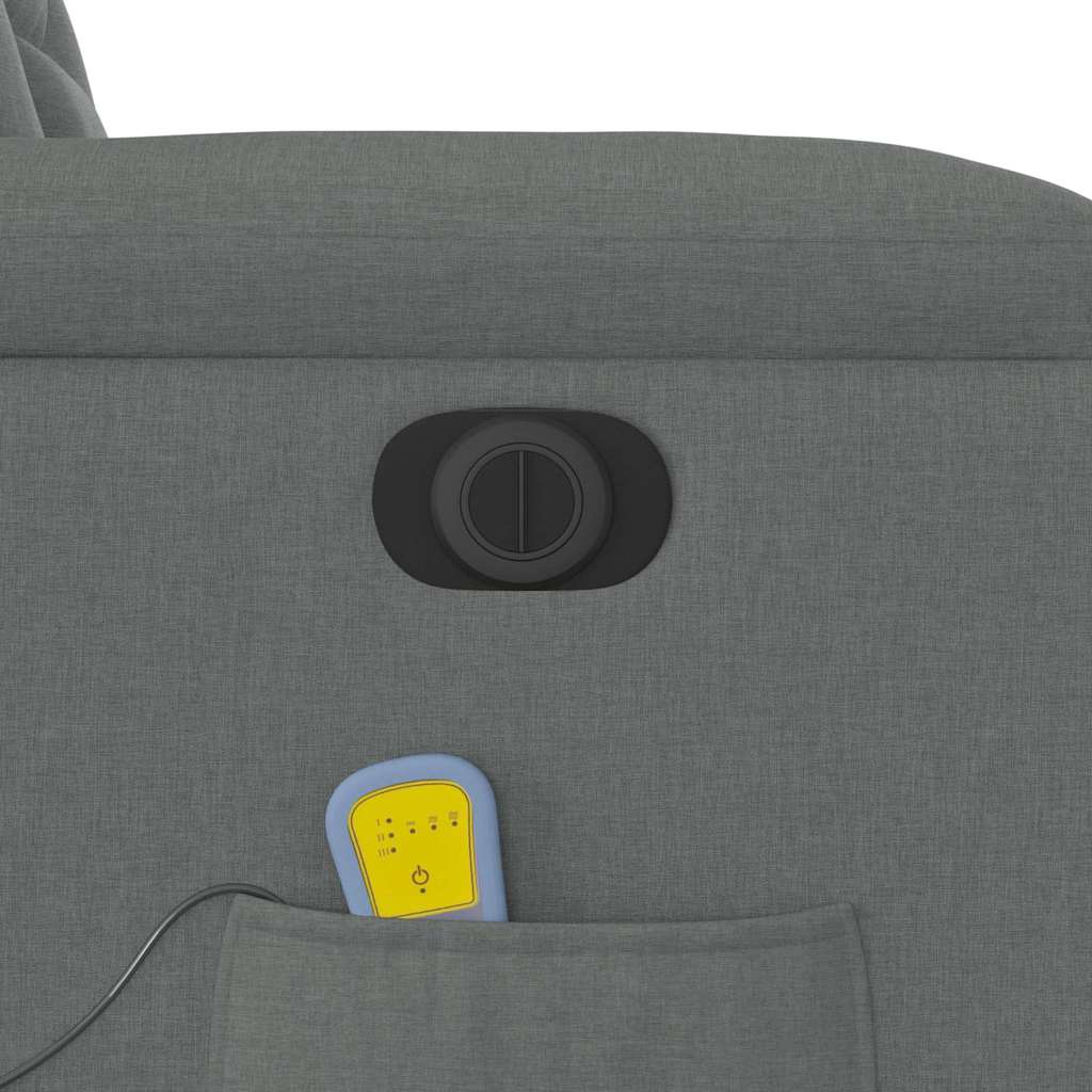 Elektrické Zvedací Masážní Polohovací Křeslo Tmavě Šedé Textil