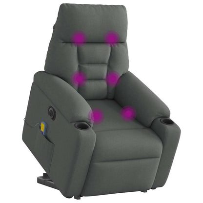 Elektrické Zvedací Masážní Polohovací Křeslo Tmavě Šedé Textil