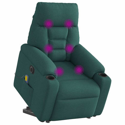 Elektrické Zvedací Masážní Polohovací Křeslo Zelené Textil