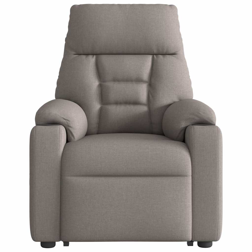Elektrické Zvedací Masážní Polohovací Křeslo Taupe Textil