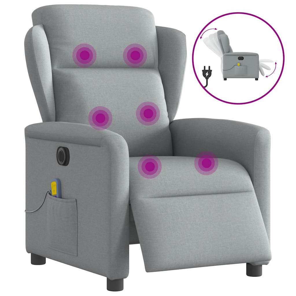 Polohovací Křeslo Světle Šedé Textil Světle Šedá