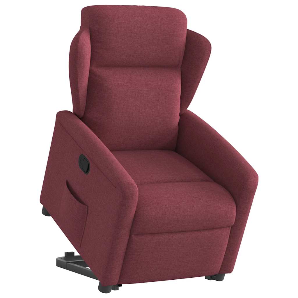 Zvedací Polohovací Křeslo Vínové Textil