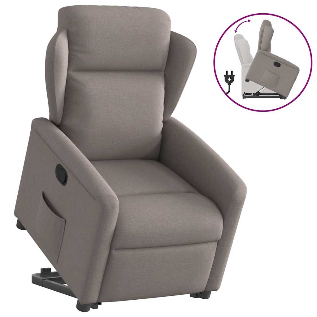 Zvedací Masážní Polohovací Křeslo Textil Taupe