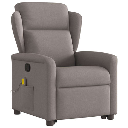 Zvedací Masážní Polohovací Křeslo Textil Taupe
