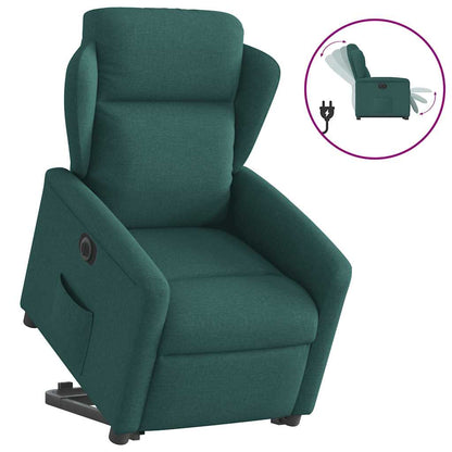 Elektrické Zvedací Masážní Polohovací Křeslo Zelené Textil Tmavě Zelená
