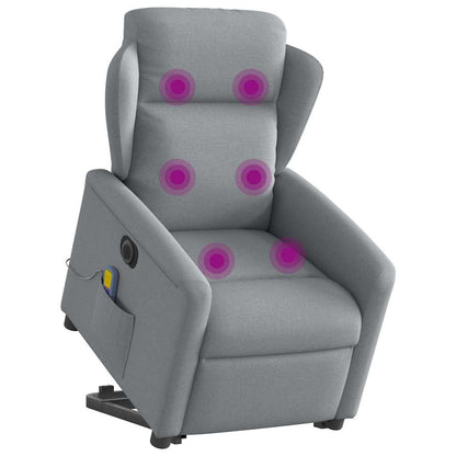 Elektrické Zvedací Masážní Polohovací Křeslo Světle Šedé Textil Světle Šedá