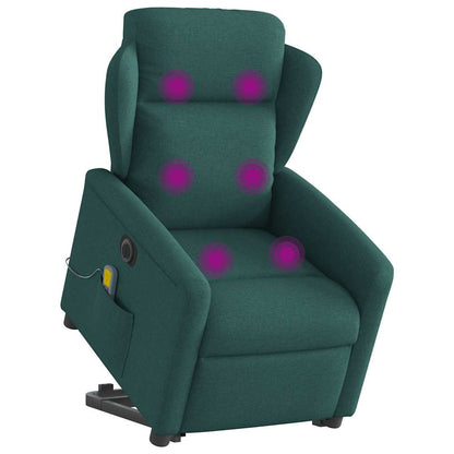 Elektrické Zvedací Masážní Polohovací Křeslo Zelené Textil Tmavě Zelená