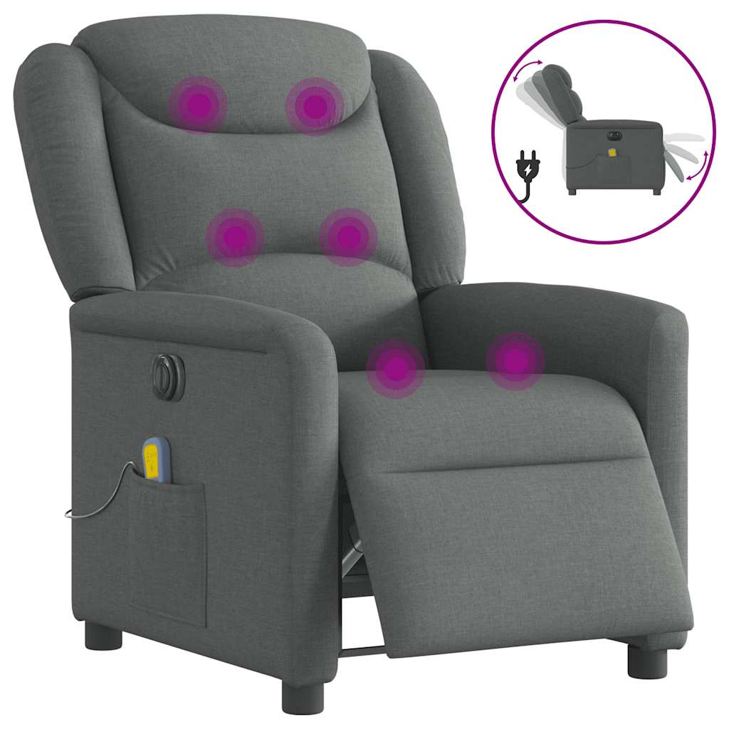 Polohovací Křeslo Tmavě Šedé Textil Tmavě Šedá
