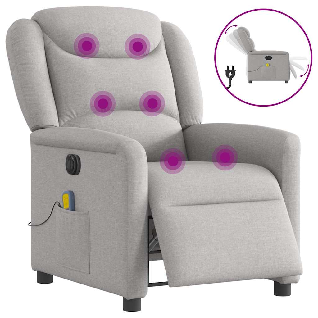 Masážní Polohovací Křeslo Textil Obláčkově Šedá