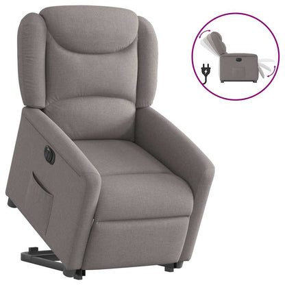 Elektrické Zvedací Masážní Polohovací Křeslo Textil Taupe