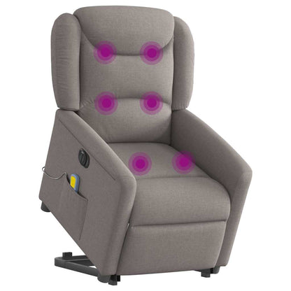 Elektrické Zvedací Masážní Polohovací Křeslo Textil Taupe