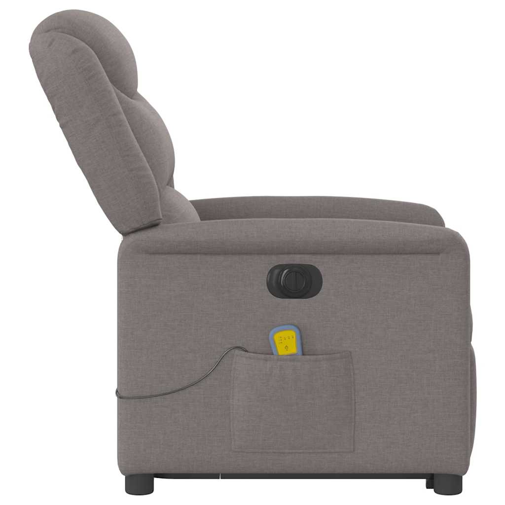 Elektrické Zvedací Masážní Polohovací Křeslo Textil Taupe