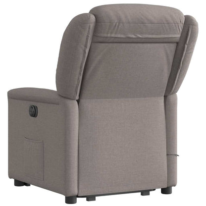 Elektrické Zvedací Masážní Polohovací Křeslo Textil Taupe