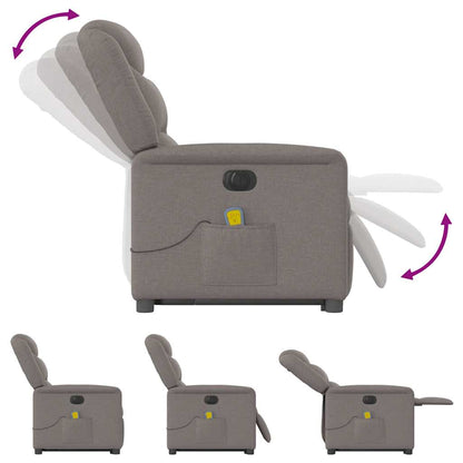 Elektrické Zvedací Masážní Polohovací Křeslo Textil Taupe