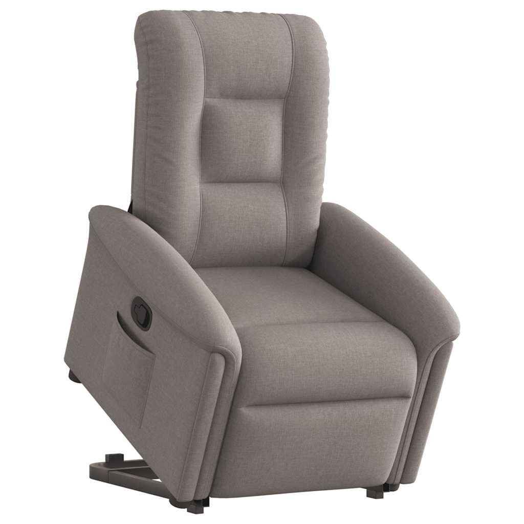 Zvedací Masážní Polohovací Křeslo Textil Taupe