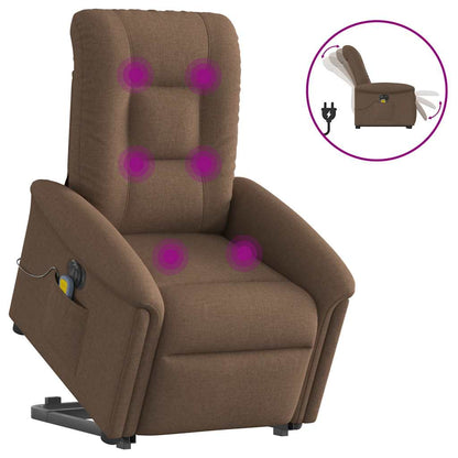 Elektrické Zvedací Polohovací Křeslo Hnědé Textil Hnědá