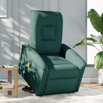 Elektrické Zvedací Masážní Polohovací Křeslo Zelené Textil Tmavě Zelená