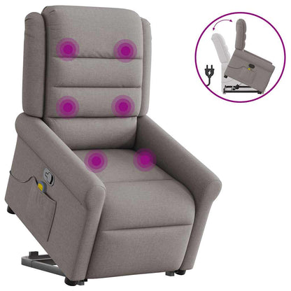 Elektrické Zvedací Masážní Polohovací Křeslo Textil Taupe