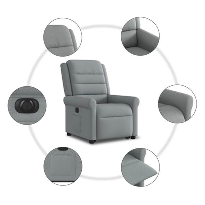 Elektrické Zvedací Polohovací Křeslo Světle Šedé Textil Světle Šedá