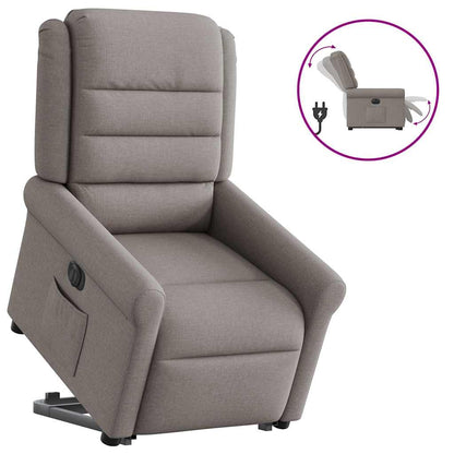 Elektrické Zvedací Masážní Polohovací Křeslo Textil Taupe
