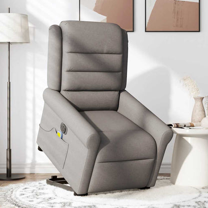 Elektrické Zvedací Masážní Polohovací Křeslo Textil Taupe