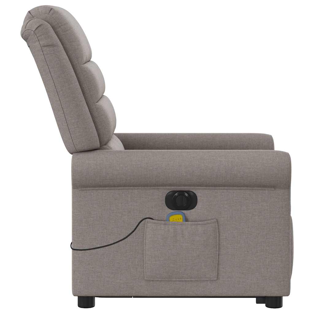 Elektrické Zvedací Masážní Polohovací Křeslo Textil Taupe