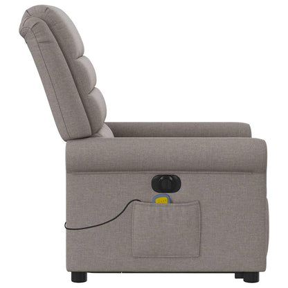 Elektrické Zvedací Masážní Polohovací Křeslo Textil Taupe