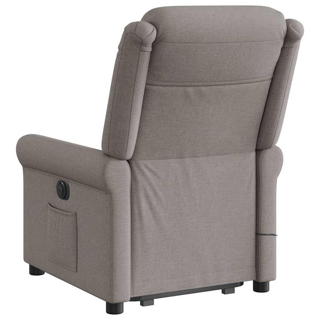 Elektrické Zvedací Masážní Polohovací Křeslo Textil Taupe