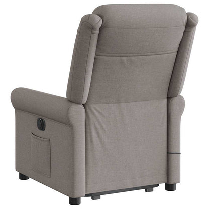 Elektrické Zvedací Masážní Polohovací Křeslo Textil Taupe