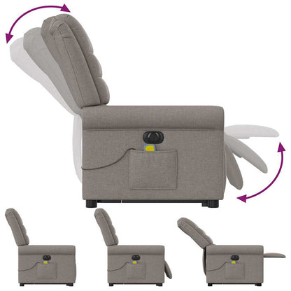 Elektrické Zvedací Masážní Polohovací Křeslo Textil Taupe