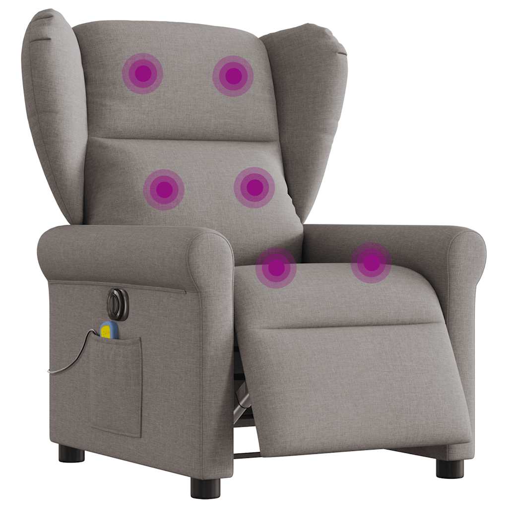 Masážní Polohovací Křeslo Textil Taupe