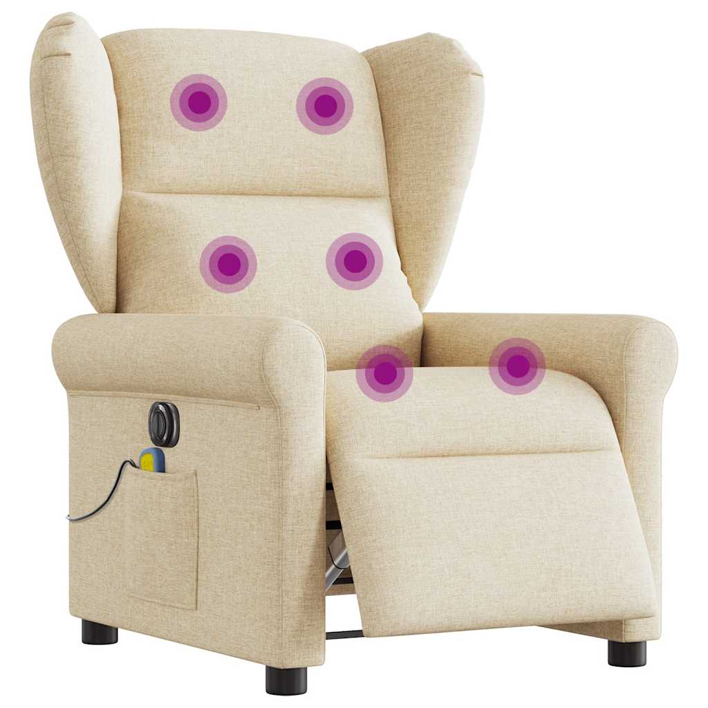 Polohovací Křeslo Krémové Textil Krémová