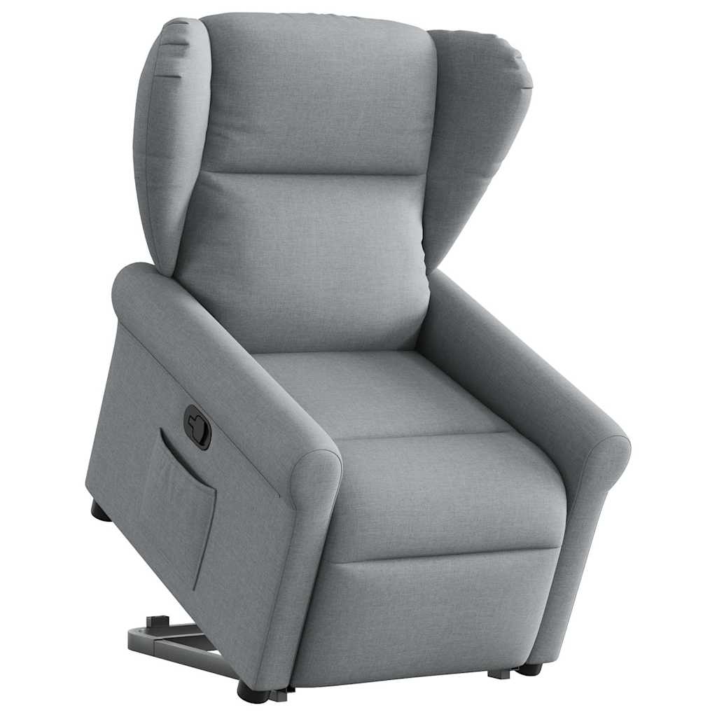Zvedací Polohovací Křeslo Světle Šedé Textil Světle Šedá
