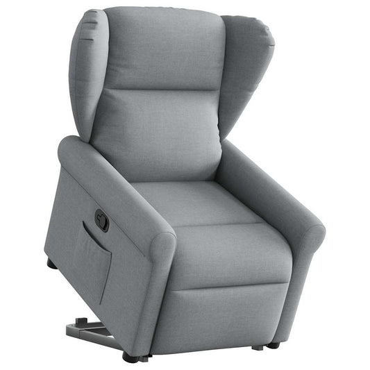 Zvedací Polohovací Křeslo Světle Šedé Textil Světle Šedá
