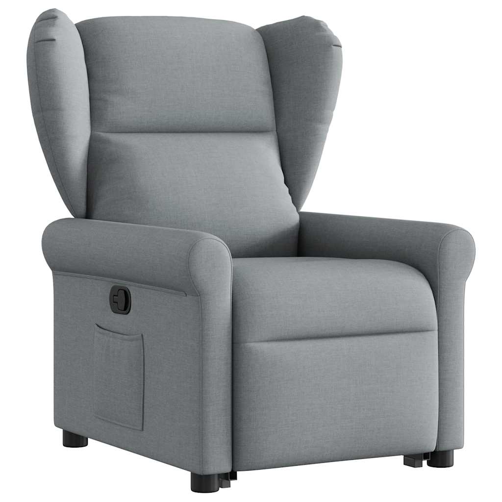 Zvedací Polohovací Křeslo Světle Šedé Textil Světle Šedá