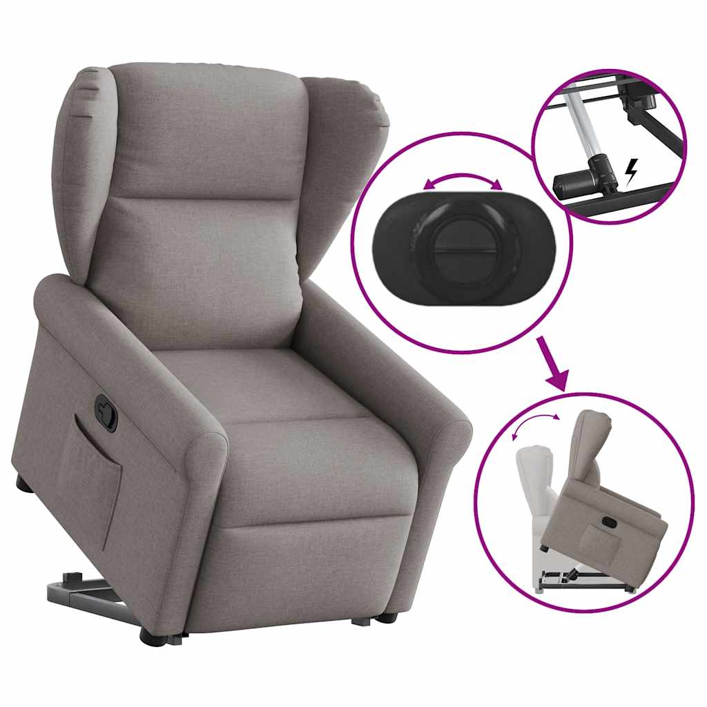 Zvedací Polohovací Křeslo Textil Taupe