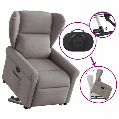 Zvedací Polohovací Křeslo Textil Taupe