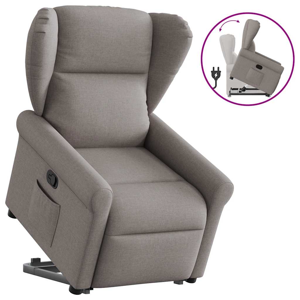 Zvedací Polohovací Křeslo Textil Taupe