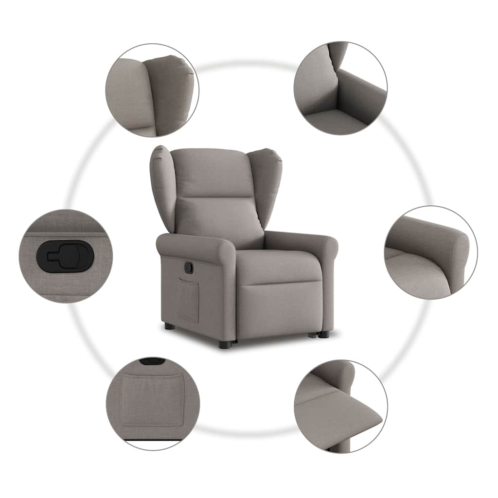 Zvedací Polohovací Křeslo Textil Taupe