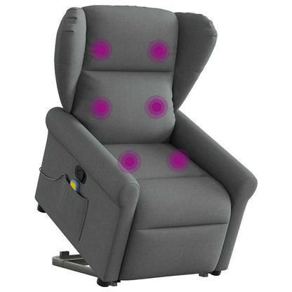 Elektrické Zvedací Polohovací Křeslo Tmavě Šedé Textil Tmavě Šedá