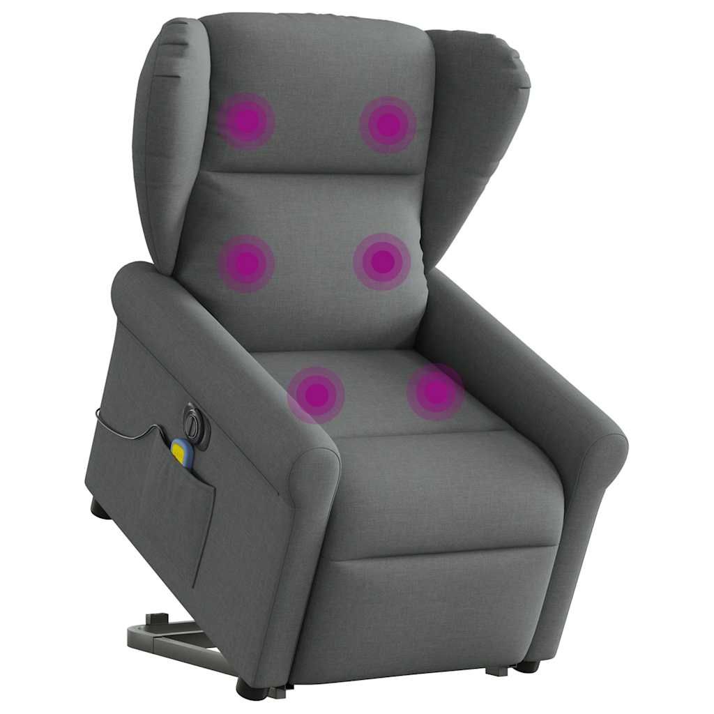 Elektrické Zvedací Polohovací Křeslo Tmavě Šedé Textil Tmavě Šedá