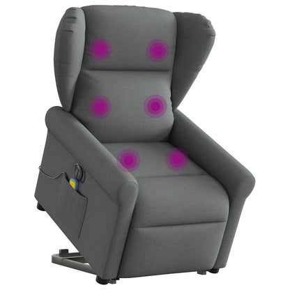 Elektrické Zvedací Polohovací Křeslo Tmavě Šedé Textil Tmavě Šedá