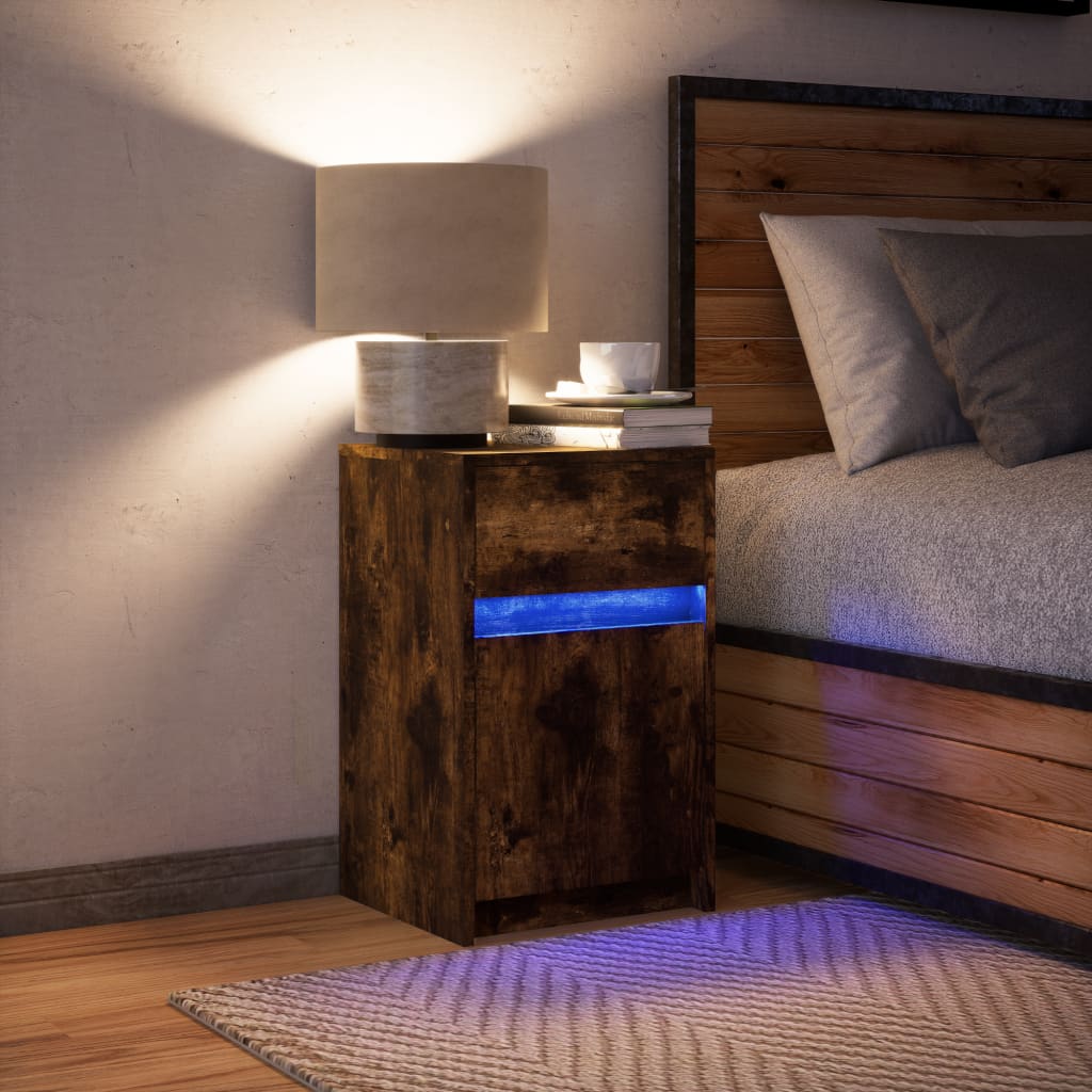 Noční Stolek S Led Osvětlením Kompozitní Dřevo