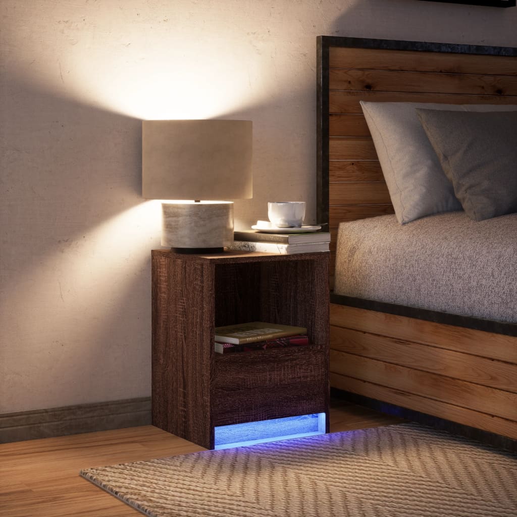 Noční Stolek S Led Osvětlením Kompozitní Dřevo