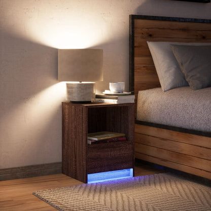 Noční Stolek S Led Osvětlením Kompozitní Dřevo