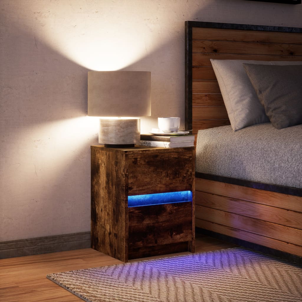Noční Stolek S Led Osvětlením Kompozitní Dřevo