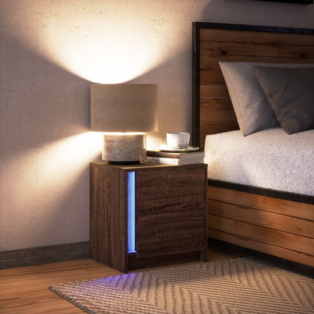 Noční Stolek S Led Osvětlením Kompozitní Dřevo