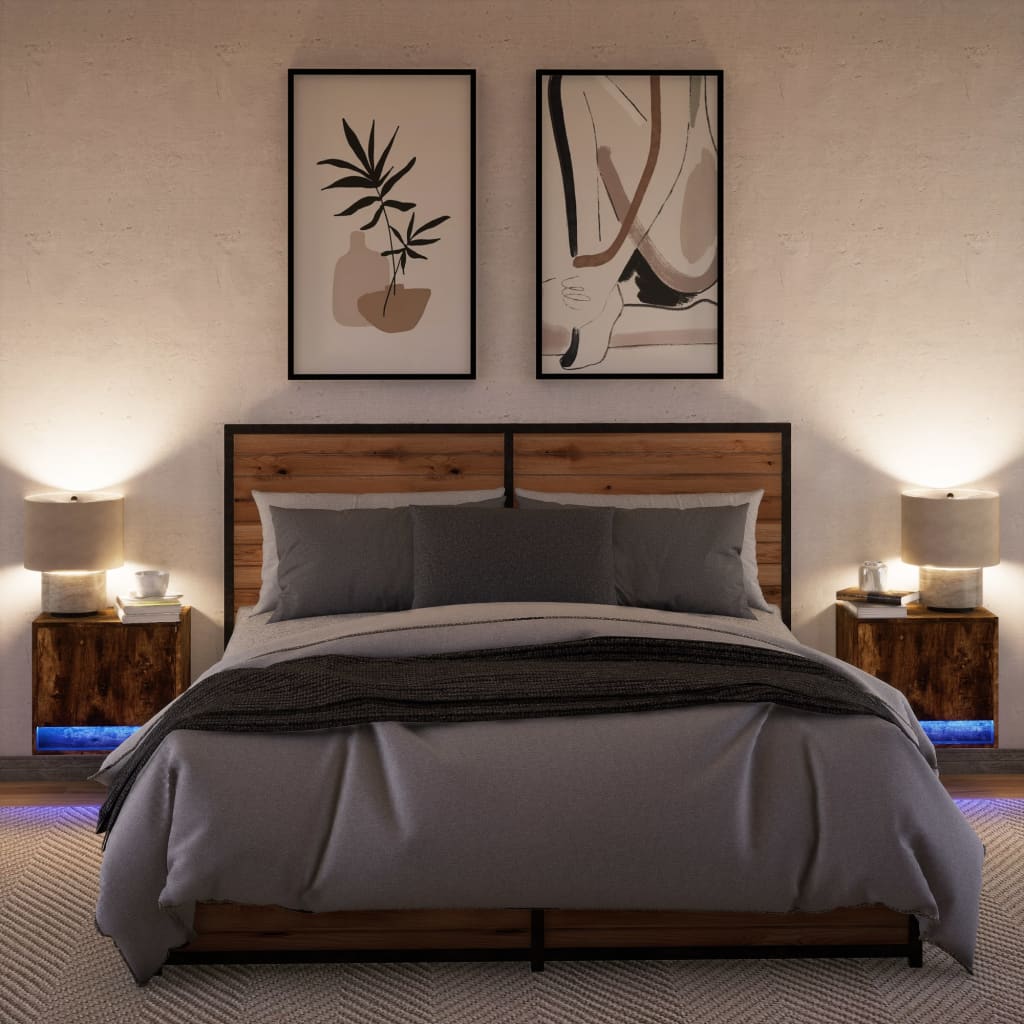 Nástěnné Noční Stolky S Led Osvětlením 2 Ks