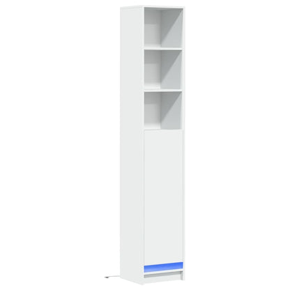 Příborník S Led Bílý 36 X 32,5 X 200 Cm Kompozitní Dřevo