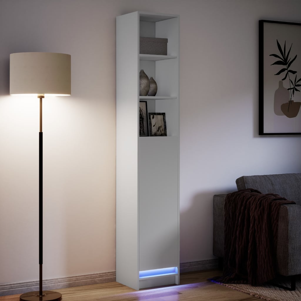 Příborník S Led Bílý 36 X 32,5 X 200 Cm Kompozitní Dřevo